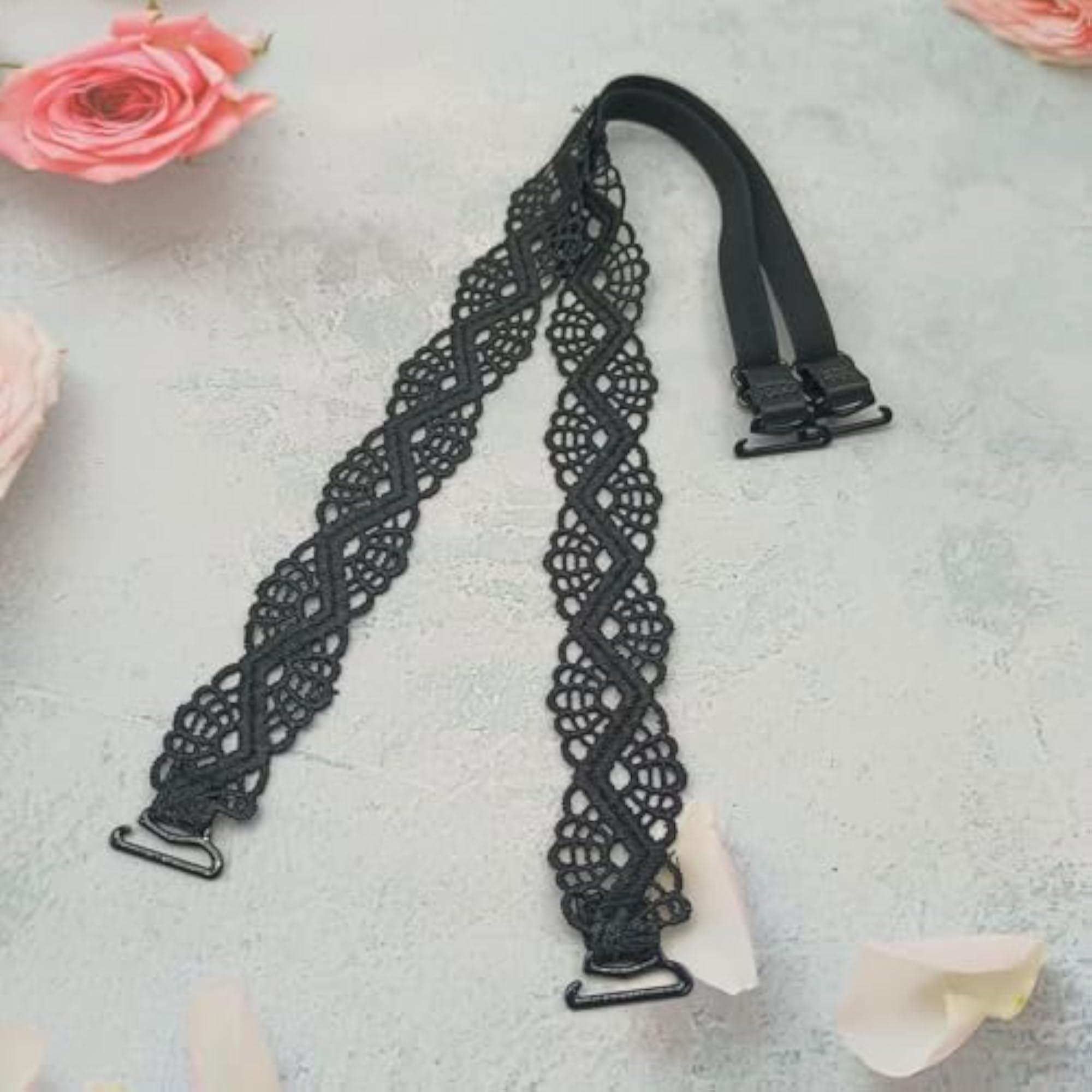 Lace Embroidery Flower Back Strap Replaceable Seamless Non Slip Double Shoulder Strap