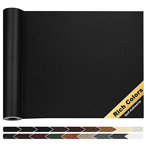 KING MOUNTAIN Leather Repair Patch, 16 x 60 Inches Self-Adhesive Repair Tape for Damaged Furniture, Seating, Car Seats, Goods (Fine Grained Black)