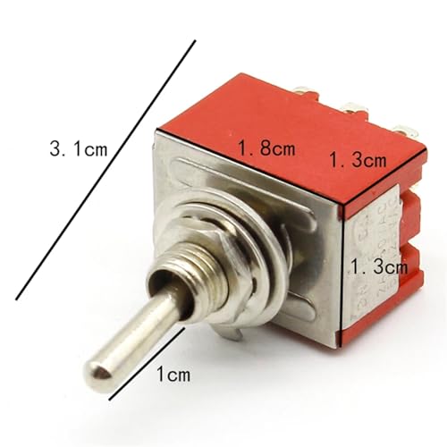 Mini interruptor de palanca MTS-303 rojo de 9 pines ON-OFF-ON con 3 posiciones 5