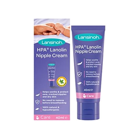 Lansinoh HPA Lanolin Nipple Cream for sore nipple & cracked skin, 100% natural single ingredient, breastfeeding essential, tasteless, odourless, hospital bag, moisturising, 40ml Cover