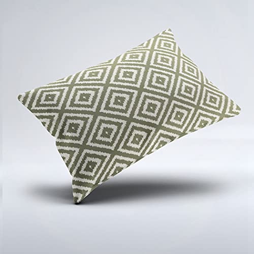Suike Ikat Diamond In Olive Green And Cream Pretty Hidden Zipper Home Decorative Rectangle Throw Pillow Cover Cushion Case 16X24 Inch Design Printed Pillowcase #TOP1