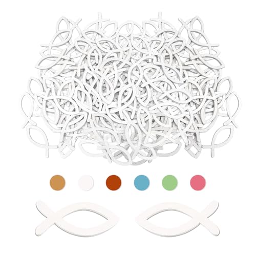 100 Holzfische Kommunion Holzfisch Weiß, Streudeko Konfirmation,...