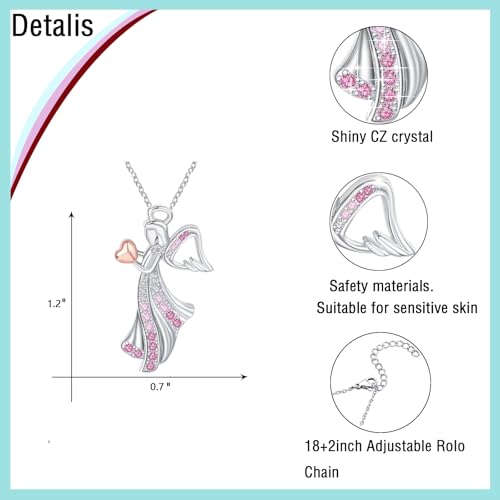 M&Ostyle Angel Necklace for Girls Womens Crystal Pendant Necklaces Gifts Jewelry Gifts for Girls Daughter Granddaughter Niece Birthday2