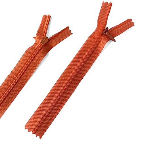Yzsfirm 10 Pcs 24 Inch Real Silk Invisible Sewing Zipper Bulk,Orange Coil Closed Zippers for Tailor Sewing Crafts