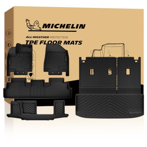 Image of Michelin Vehicle Mats for 2022-2026 Nissan Pathfinder 7&8 Seats | Custom Fit Floor Mats & Backrest /Trunk Mat, Non-Slip, All-Weather TPE Liner, Full Set Accessories, , 5 PCS, Premier