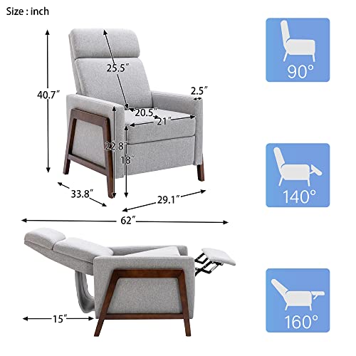 Qkff Push Back Recliner Chair, Upholstered Accent Chair Recliners With Thick Seat Cushion And Backrest Small Recliners For Small Spaces Living Room, Home Theater #TOP1