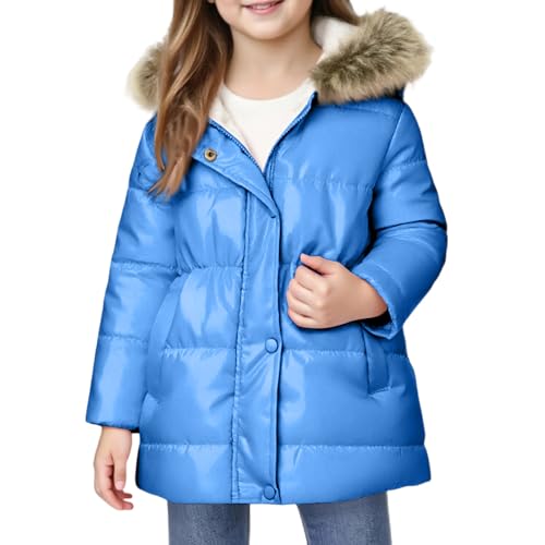 Manteau matelassé fille contre le froid avec fermeture éclair et col amovible