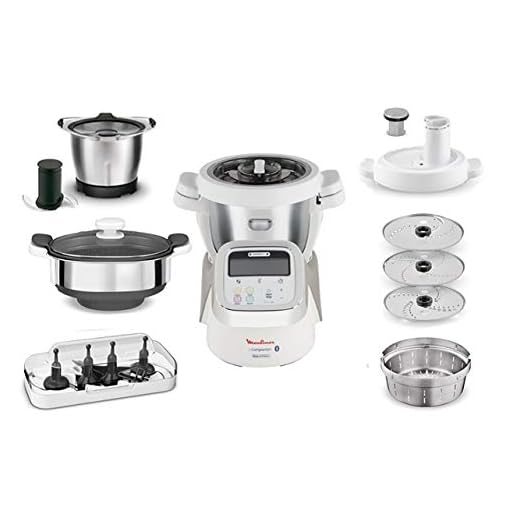 Moulinex i-Companion HF900110 - Robot de cocina Bluetooth 13 programas, hasta 6 personas, incluye cuchilla picadora, batidor, mezclador, amasador, triturador y cesta de vapor, Accesorio cortador