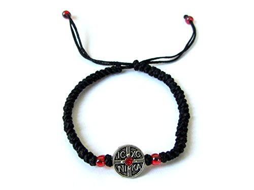 Handmade Christian Orthodox Komboskoini Prayer Rope Bracelet Black With Adjustable Cord Br2 #TOP1