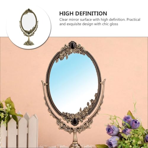 Miroir cosmétique de style rétro verre HD métal antirouille café - 7