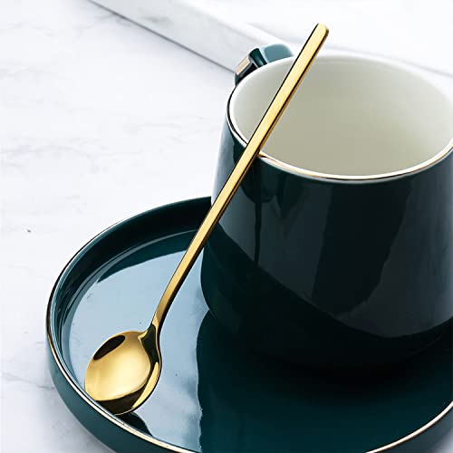 Stainless Steel Coffee Spoons, 6.7 Inch Stirring Spoons, Cocktail Stirring Spoons For Coffee Tea Dessert Cake Ice Cream Cappuccino(Round-Gold-4Pack) #TOP4