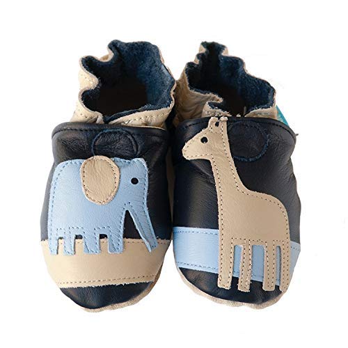 SAFARI (navy) Handmade in USA, All-Natural Leather Baby Shoes.