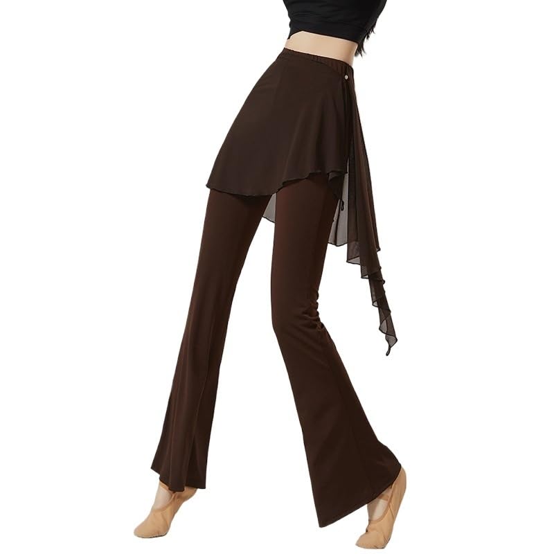 Pantalones acampanados de danza moderna con falda de malla para brillar en tus ensayos