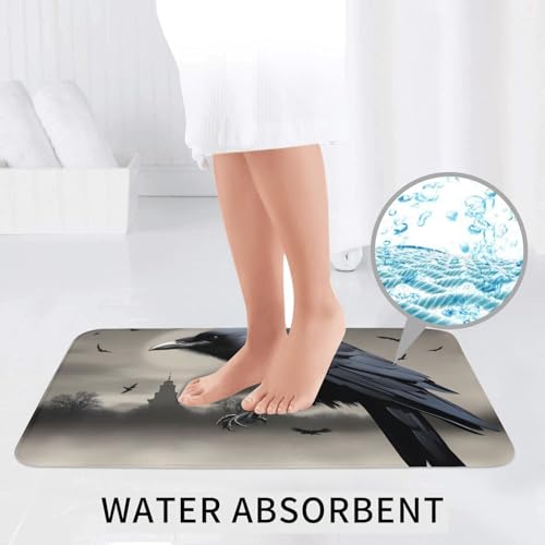 Tapis de salle de bain absorbant et antidérapant Night Crow ensemble de 3 tapis WC - 7