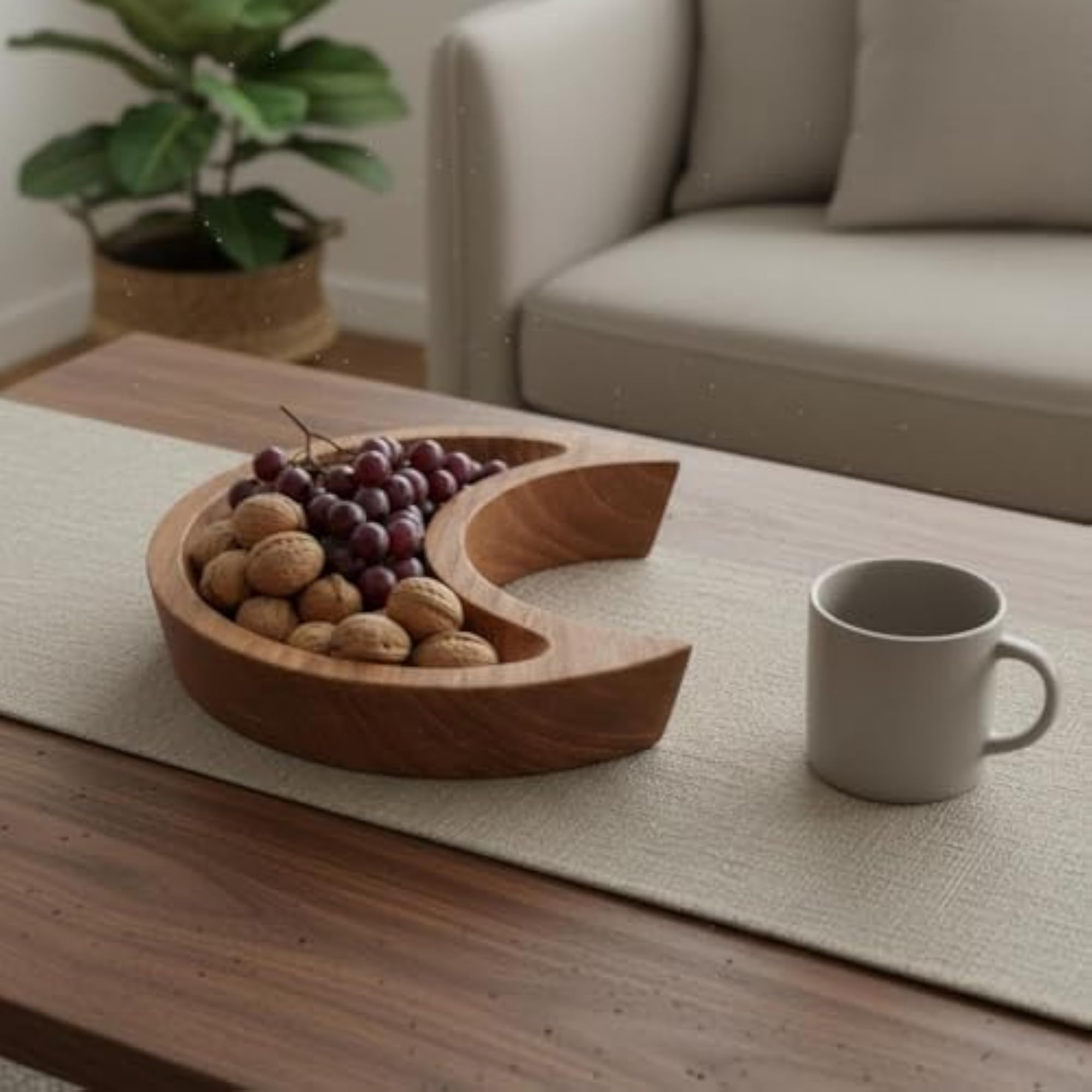 Multi-Purpose Wooden Moon Tray Decorative Serving Dish