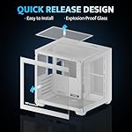 darkFlash ITX PC Case, Pre-Install 3 PWM ARGB Fans Computer Case, Full View Dual Tempered Glass ITX Case, Mini Size, Supports 240mm AIO(C275P) (White) - Image 2