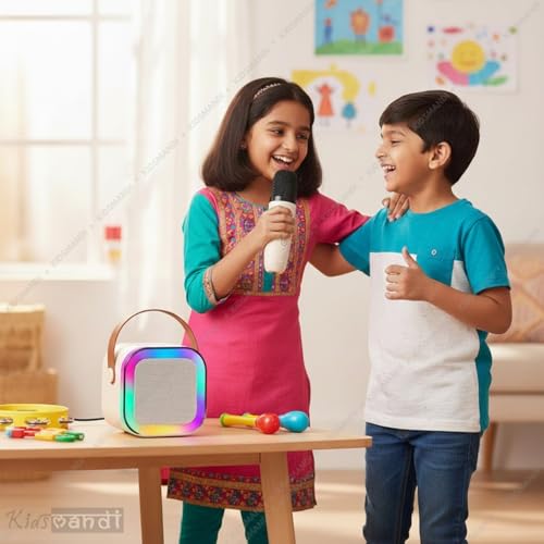 Image of Kids Mandi Mini Karaoke Machine for Kids | Portable Bluetooth Speaker with Wireless Microphone | Fun Singing & Music Toy for Boys & Girls (Multicolour)