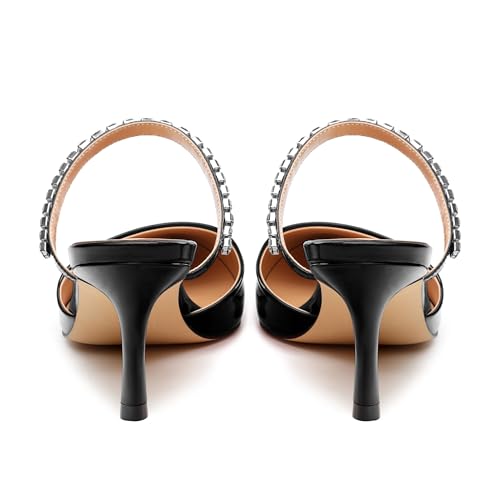 Womens Heeled Sandals Rhinestones Strap Pointed Toe Stiletto High Heels Fashion Dress Mules Shoes For Women 2.5 Inch4