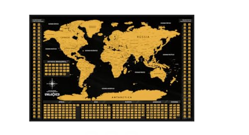 Mapa Mundi de Raspar Grande | Unlocked | Sem moldura | Scratch off Mundi Map | Mapa Raspadinha
