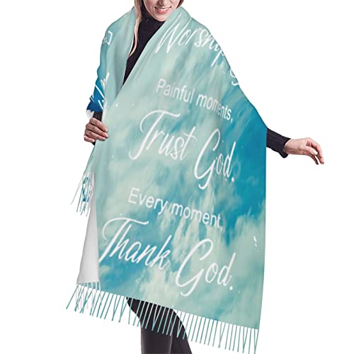 Gift for Women,White Bible Verse Shawl Wraps Women Scripture Soft Warm Prayer Religious Vintage Scarves Catholic Christian