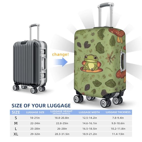 Travel Luggage Cover Frogs and mushrooms Suitcase Protector Elastic Washable Stretch Suitcase Protector Anti-Scratch Travel Suitcase Cover Fit 18-32 Inch Luggage2