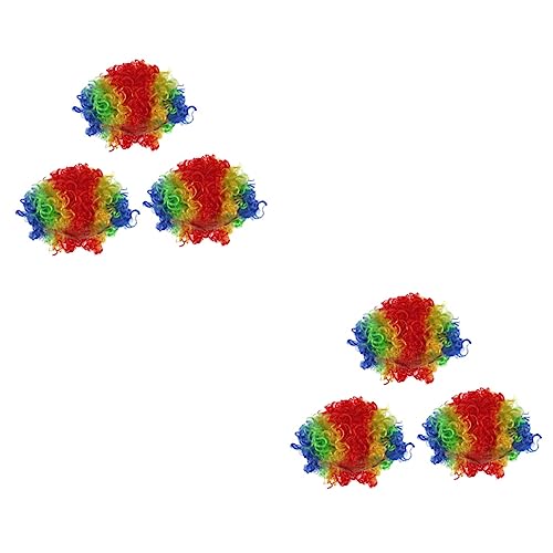 ABOOFAN 6 St Afro Peruk Bal Rekvisita Cosplay Tillbehör Lockigt Afro Peruk Karneval Rekvisita Festdekorationer Färgglada Fans Peruk Smink Kläder Fluffigt Afrika Clown Peruk 70-Tal 80-Tal