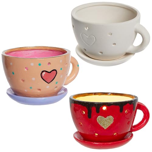 Baker Ross WA118 Teacup Ceramic Tealight Holders - Pack of 2, Ceramic Holders for Decorating and Gifting