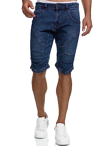 Indicode Męskie szorty Leon z 98% bawełny | bermudy denim szorty letnie dla mężczyzn, średni indygo, L