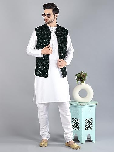 Image of Uri and MacKenzie Men's Silk Blend Kurta Pajama with Designer Ethnic Nehru Jacket /Modi Jacket