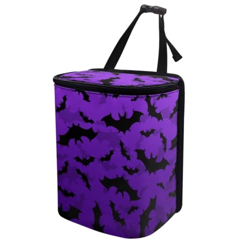 Image of Halloween Bats Auto Rubbish Bags with Lid Multipurpose Trash Bin Storage Bag Universal Car Accessories Interior Decoration