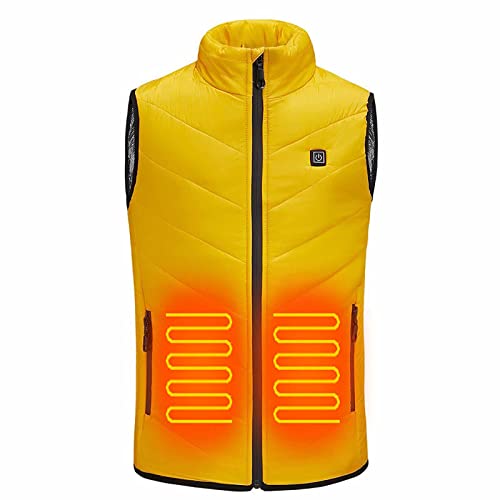 Heated Vest Heated Clothes for Men and Women Outdoor Warm Clothing for Riding Fishing USB Charging Heated Jackets,Yellow,140cm
