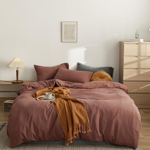 CLOTHKNOW Brick Red Comforter Set Twin/Twin XL Rust Red Bedding Comforter Sets Boys Girls Red Bedding Sets Dark Rust Bed Comforter Sets
