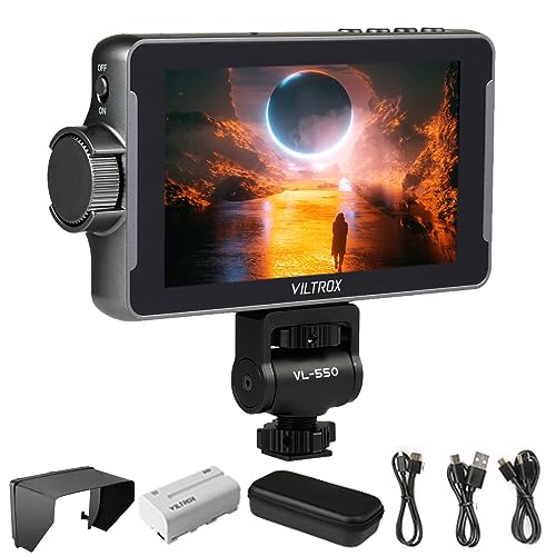 Image of VILTROX DC550 Pro 5.5 Inch High Bright 1200nit Touch Screen Director Camera Field Monitor with Sunshade Hood,Battery,Storage Bag