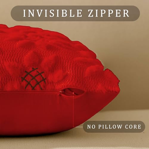 Image of DFXSZ Spring Summer Pillow Covers 20x20 inch Set of 2 Red Sunflower | Farmhouse Decor Soft Plush Faux Fur Jacquard Throw Pillow Covers|For Spring Holiday Sofa Home Decor
