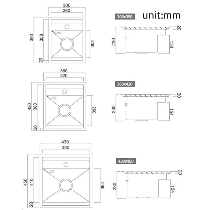 Fregadero para RV, Fregadero de Cocina de Acero Inoxidable, Lavabo con Tapa de Grifo plegada, Fregadero Rectangular con Tapa, para Caravana, Remolque (43 * 45cm)