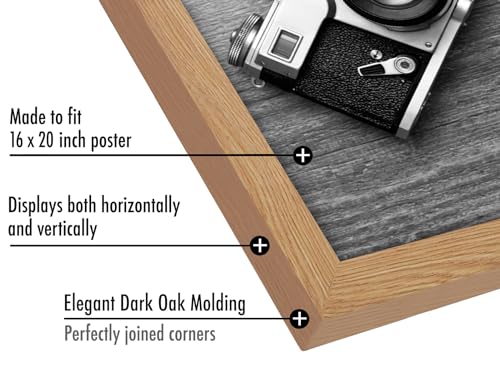 Americanflat 16x20 Picture Frame with Polished Plexiglass - Wide Picture Frames Made of Engineered Wood for Vertical or Horizontal Wall Display - Epic Collection - Dark Oak
