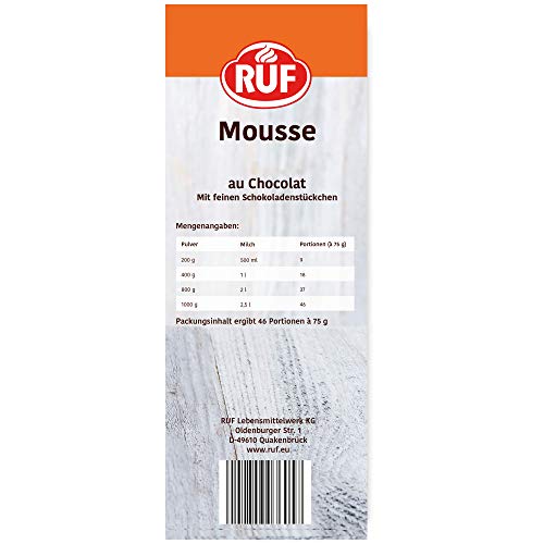 RUF Mousse au Chocolat ohne Kochen, luftige Schokomousse mit zarten Schokoraspel, nur mit Milch aufschlagen, Großpackung, 1x1000g