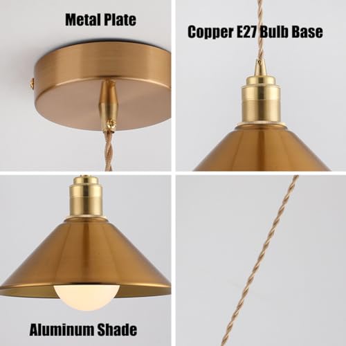 Lampe suspendue îlot de cuisine style industriel rétro dorée