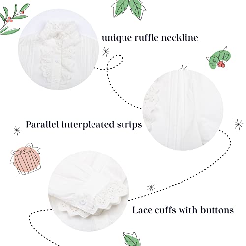 Mud Kingdom Big Girls Lace Blouse Ruffle Trim White Shirt Cotton Long Sleeve Button Up Size 12 #TOP4