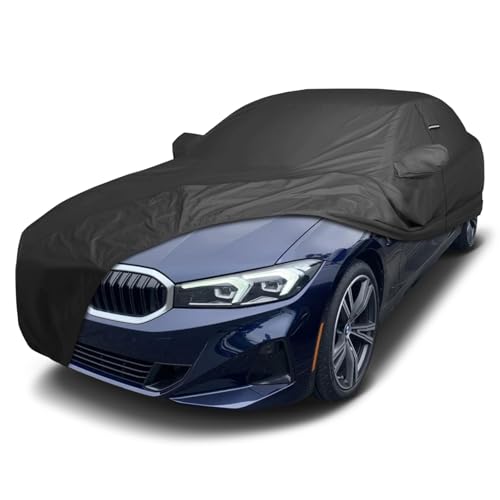 Image of iCarCover Premium Custom Car Cover for 2012-2025 BMW 3-Series Sedan Heavy Duty Waterproof All Weather Rain Snow UV Sun Protector Custom Fit Full Exterior Indoor Outdoor Protection Car Cover (Black)