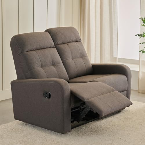 Image of Home Centre | Helios Toledo Fabric 2-Seater Recliner | Recliner Sofa for Living Room | Brown | 1 Year Warranty