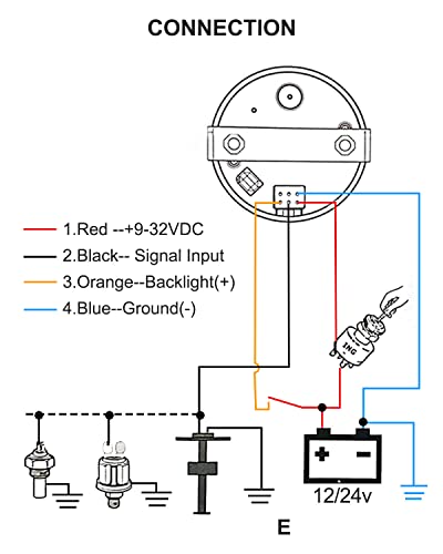 Image of 0-90 ohm Fuel Level Gauge, Waterproof Marine Fuel Gauge with 52mm Dial & LED Backlight, Universal Fuel Tank Meter Gauge for Boat Automotive Car Truck Vehicle RV Yacht, Black