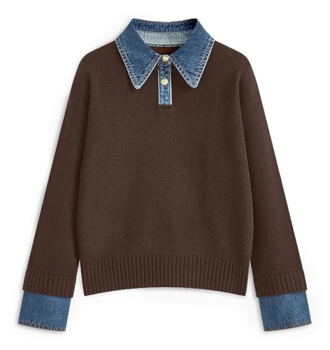 ETCYY Womens Oversized Sweater Cozy Fall Long Sleeve Button Up