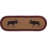 VHC Brands Cumberland Moose Rustic Decor Natural Jute Table Runner for Kitchen Dining Room , Tan Red Black Woodland VHC Brands Cumberland Moose Rustic Decor Natural Jute Table Runner for Kitchen Dining Room Tan Red Black Woodland