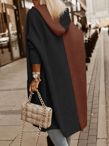 Image of Aoysky Womens Long Cardigans Cable Knitted Open Front Oversized Hooded Outerwear Sweater Coat