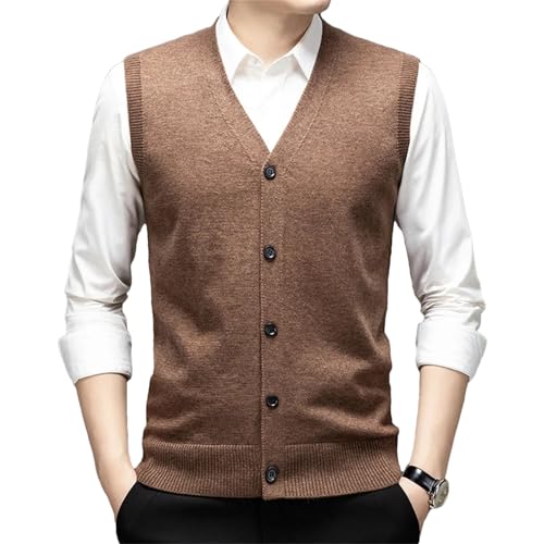 Men's Sweaters Vests Classic Single Breasted Sleeveless Knitted Cardigan Work Waistcoat