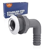 White Water - 6651N-90 Marine 316 Stainless Steel Trim with Nylon Body Thru-Hull | 90 Degree Angle | Fits 3/4