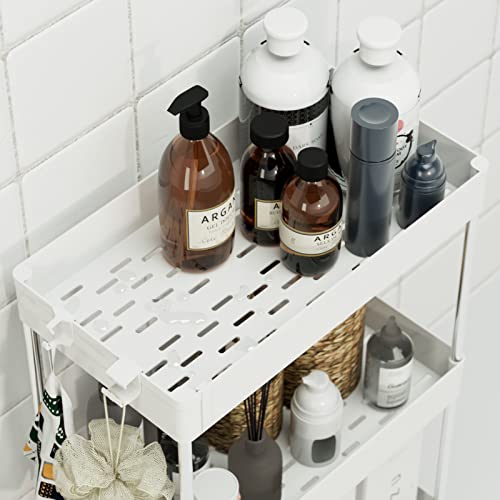 Otk Storage Cart 4 Tier Mobile Shelving Unit Organizer, Utility Rolling Shelf Cart With Wheels For Bathroom Kitchen Bedroom Office Laundry Narrow Places, White #TOP4