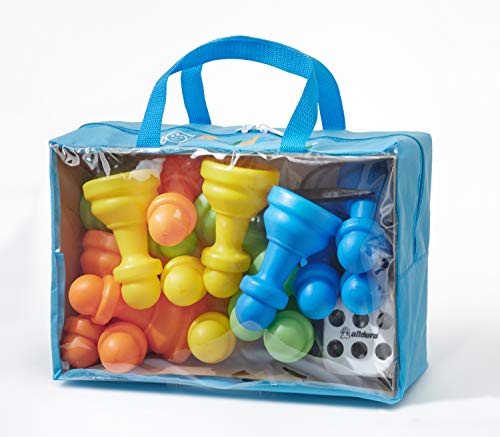 alldoro 60060 Garten Ludo, XXL Outdoor Brettspiel mit 16 Spielfiguren und Würfel, Riesenludo mit Tragetasche, große Garden Matte mit Laufspiel Muster, Spiel für Kinder ab 3 Jahre und Erwachsene – Bild 4