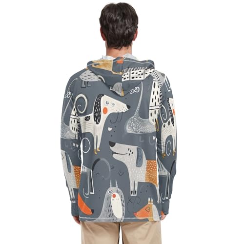 Cute Dog Men's UPF 50+ Sun Shirts Quick Dry Sun Protection Hoodie UV Long Sleeve T-Shirts 17113